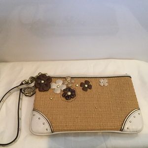 Coach wicker Wristlet with flower detail